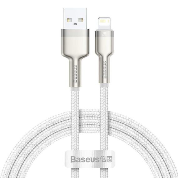 Дата кабель Baseus Cafule Metal USB to Lightning 2.4A (2m) (CALJK-B0) White