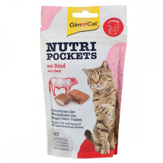 Лакомство для котов GimCat Nutri Pockets Beef & Malt с говядиной и солодом 60 гр