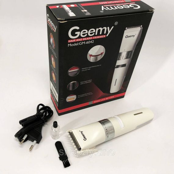 Машинка для точної стрижки бороди і волосся Gemei GM-6042 белый, Машинка для стрижки волосся без шуму IW-10 | Зображення 2