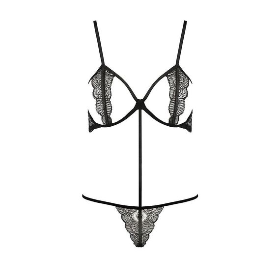 Комплект білизни QUENTRIS BIKINI black L/XL - Passion Exclusive, стрінги і напіввідкритий ліф, L/XL | Зображення 4