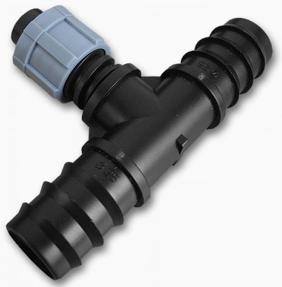 Трійник з'єднувач Bradas для трубки 25мм х2 / крапельна стрічка 25 шт