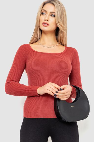 Кофта женская в рубчик  -уценка, цвет темно-коралловый, 204R9024-U-4