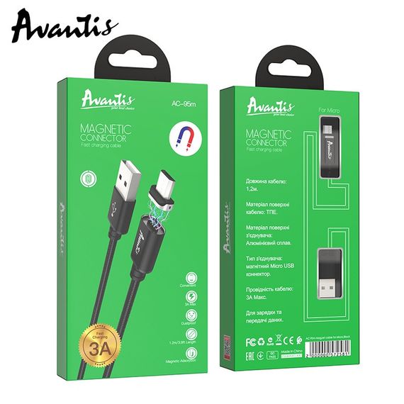 Кабель Avantis AC-95m MagJet USB – Micro- черный | Зображення 4