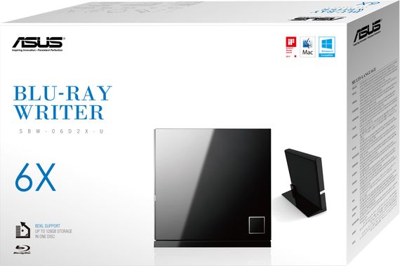 Привод оптический портативный ASUS SBW-06D2X-U Blu-ray Combo burner M-DISC USB2.0 черный Retail Box Slim 90-DT20305-UA199KZ | Зображення 5