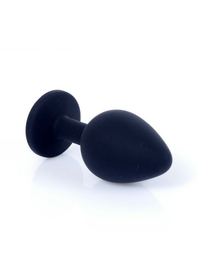 Анальна пробка чорна з каменем Plug-Jewellery Black Silicon PLUG Medium-Pink Diamond | Зображення 2