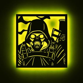 Панно декоративне картина на стіну Сталкер персонаж LED підсвітка 380х400 acr-p000273