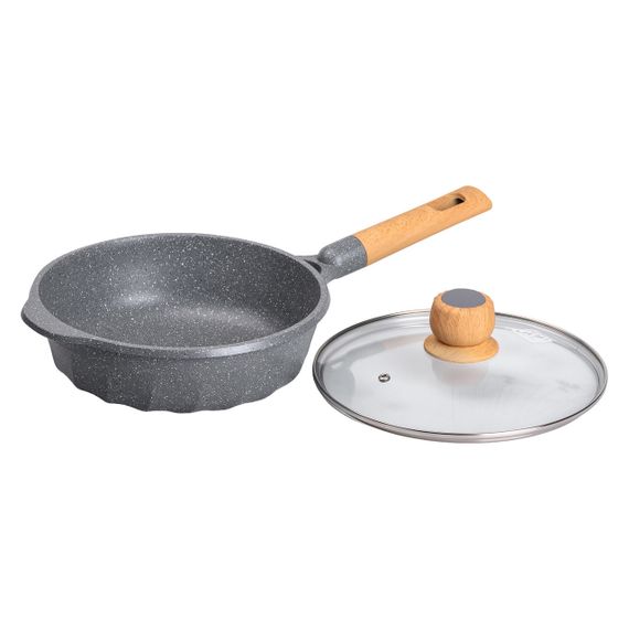 Алюминиевый сотейник 2,7 л с мраморным антипригарным покрытием Ø 24 см сотейник с толстым дном MGC серый | Зображення 3