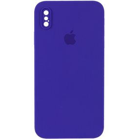 Чехол Silicone Case Square Full Camera Protective (AA) для Apple iPhone XS / X (5.8") Фиолетовый / Ultra Violet