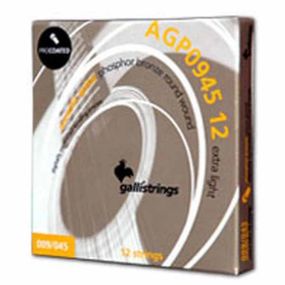 Струни для акустичної гітари Gallistrings AGP0945-12 (.009-.045), ProCoated, EXTRA LIGHT, Phosphor Bronze