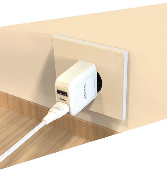 Мережевий зарядний пристрій Aspor A829 2 USB/2.4 A + USB кабель Micro-білий