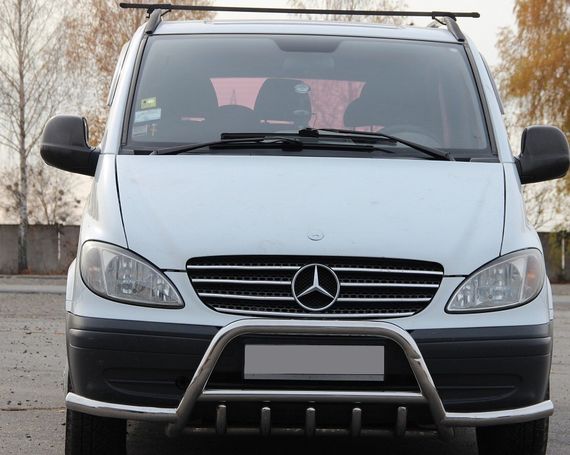 Кенгурятник WT003-Plus с усами (нерж.) для Mercedes Viano 2004-2015 гг