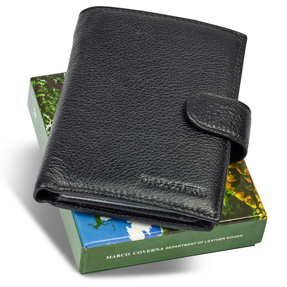 Черный мужской кошелек вертикального типа из натуральной кожи под документы Marco Coverna MC-5176-1 | Зображення 2