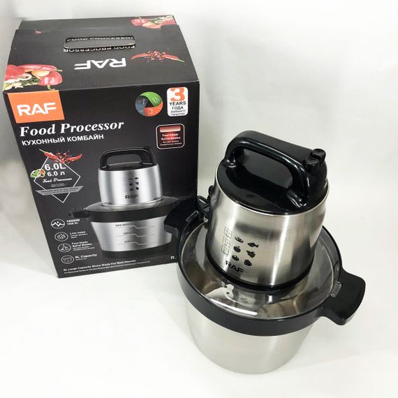 Кухонний блендер подрібнювач RAF R.7008 6 л 1600 Вт, Потужний подрібнювач з чашею нержавіюча сталь | Зображення 9