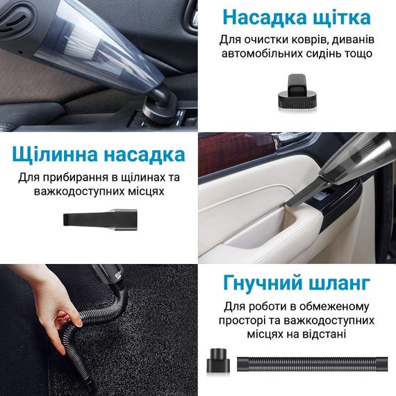 Акумуляторний автомобільний пилосос Podofo W7416, портативний, з сухим та вологим очищенням | Зображення 7
