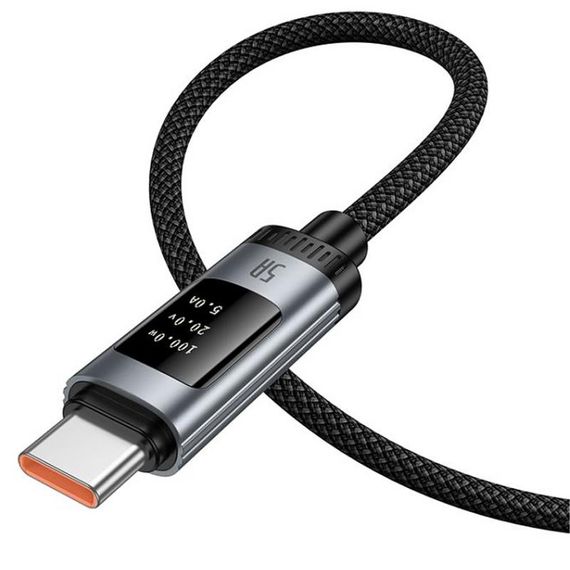Дата кабель Hoco U148 Lord with display USB to Type-C 100W (1.2m) Black | Зображення 3