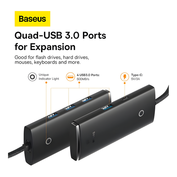 USB Хаб Baseus на 4 порти Type-C to USB 3.0 x 4 | Зображення 2