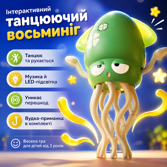 Музыкальный осьминог интерактивная игрушка Tummy Time Octopus Танцующий Осьминог