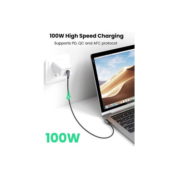 Дата кабель USB 2.0Type-C to Type-C 2.0m 5A 100W US335 90-degree Space Gray Ugreen (70698) | Зображення 1
