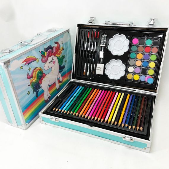 Чемодан с карандашами и фломастерами Единорог, Набор для детского художественного труда DS-69 | Зображення 9