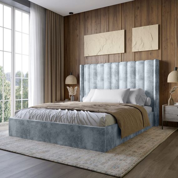 Двоспальне ліжко LION Ніно 160x200 см SILK 301 Димчастий (LION-045043)