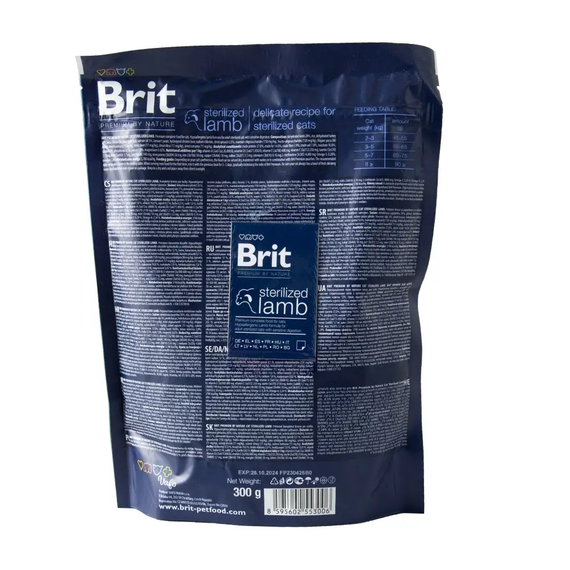Сухий корм Brit Premium by Nature Cat Sterilized для дорослих стерилізованих кішок, з ягнятком 300 г | Зображення 1