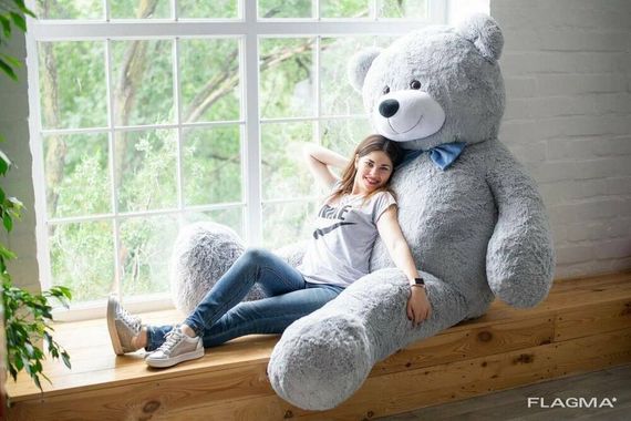 Огромный мягкий мишка Yarokuz Уильям 250 см Серый | Зображення 9