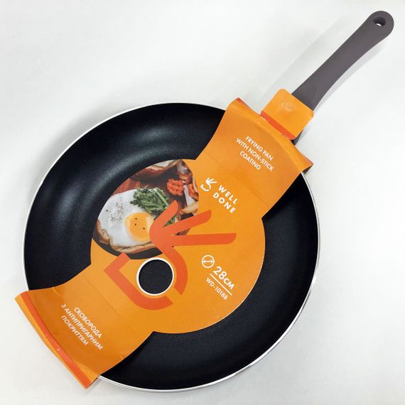 Сковорода алюмінієва 28 см WELL DONE WD-1018B індукція, сковорода з товстим дном, зручна на кухню | Зображення 7