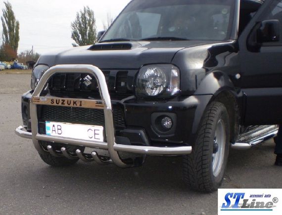 Кенгурятник с усами QT007 (нерж) для Suzuki Jimny 1998-2018 гг | Зображення 4