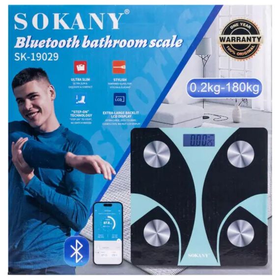 Смарт ваги електронні Sokany 26х26 см до 180 кг з Bluetooth Чорний SK-19029B | Зображення 6