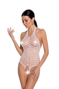 Бодистокинг с доступом, в крупную сетку Passion BS087, Белый, Свадебное бельё, One Size, ONE SIZE