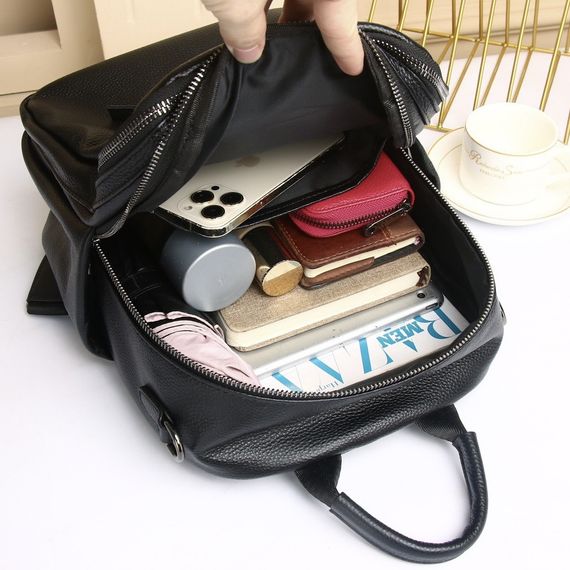 Стильный женский кожаный рюкзак черный городской 51124 | Зображення 8