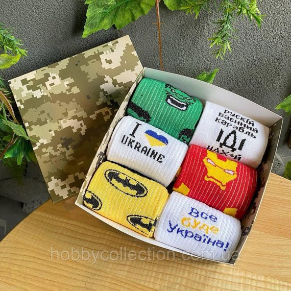 Бокс чоловічих шкарпеток 40-45 на 6 пар у подарунковій коробці | Зображення 9