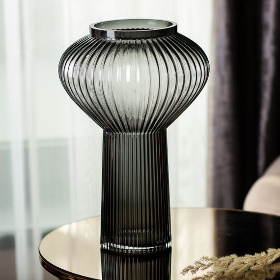 Скляна ваза 30 см сіра HP-1718 | Зображення 2