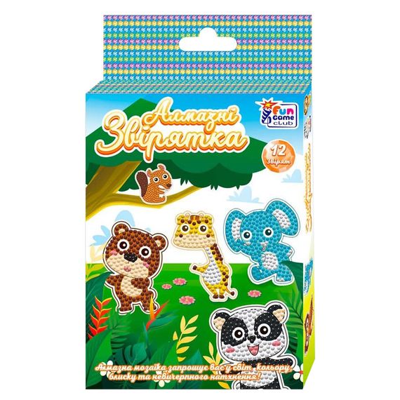 Набір для творчості Алмазні стікери "Звірятка" 20299, 12 шт