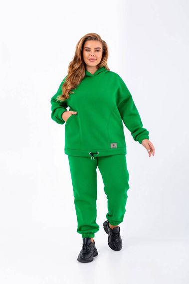 Женский теплый спортивный костюм на флисе худи и штаны NB23038 цвет зеленый, размер 54/56 | Зображення 5