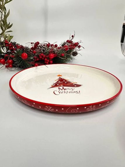 Тарілка десертна Olens Різдвяна ялинка 102-1812 21 см червона | Зображення 3