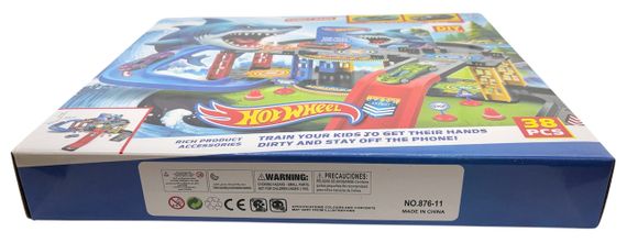 Траса трек три машинки два рівня іграшковий 38 деталей Hot Wheel автотрек з дорожніми знаками | Зображення 6