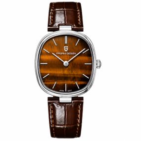 Жіночий годинник Pagani Design PD-1825 Silver-Brown Leather зі шкіряним ремінцем