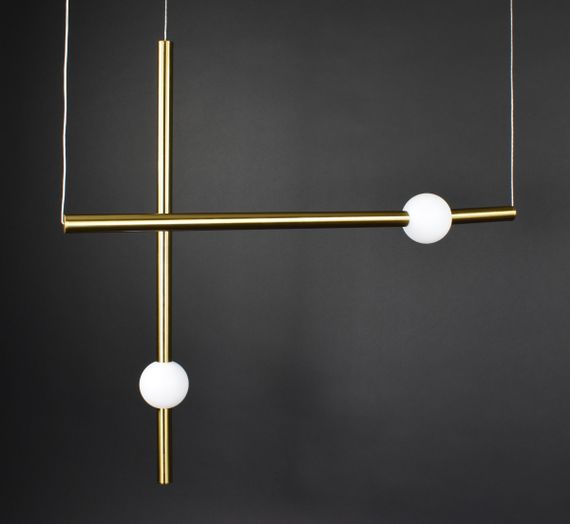 Люстра світлодіодна підвісна LED світильник для квартири на стелю лед 27152 Латунь 15-180х10х90 см. | Зображення 4