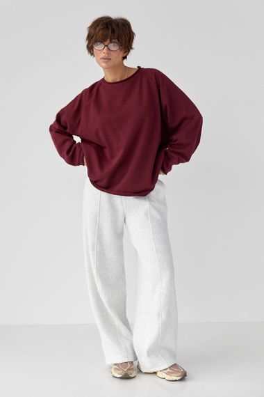 Лонгслів вільного крою з рукавами-реглан - бордо цвет, ONE SIZE (є розміри) | Зображення 2