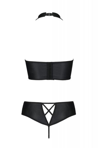 Комплект з екошкіри Passion Nancy Bikini 4XL/5XL black, бра та трусики з імітацією шнурівки, 4XL/5XL | Зображення 3
