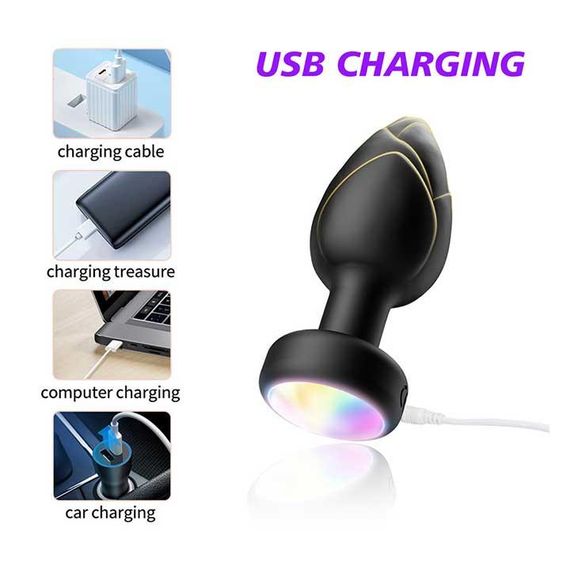 Анальна пробка що світиться з вібрацією і Д/К Light Anal Plug 3,5*9 см чорний — Анальні іграшки | Зображення 3