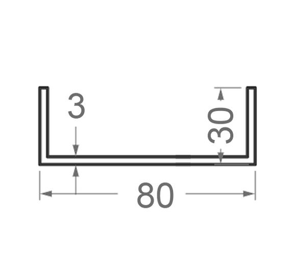 Алюминиевый профиль швеллер 80х30х3