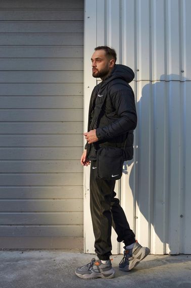 Комплект куртка Nike чорна + штани Nike. Барсетка Nike у подарунок! | Зображення 7