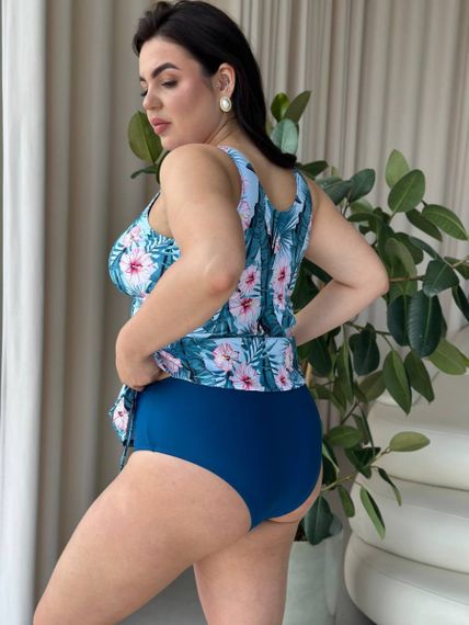 Купальник танкіні  PLUS SIZE з квітковим принтом | Зображення 7