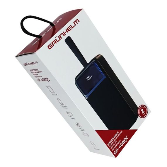 Power Bank - Портативна батарея 40.000 mAh. чорний - GP-40BQC. швидка зарядка 22.5W GRUNHELM | Зображення 5