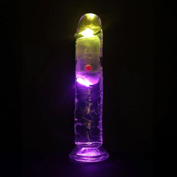 Анальна пробка з вібро LED Vibrating Straight Cock - 18 cm - Transparent Sex Aura | Зображення 5