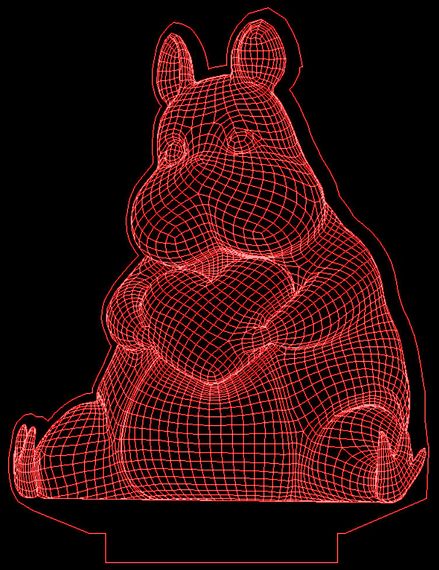 Акриловый светильник-ночник Бегемот с сердцем красный tty-n000707