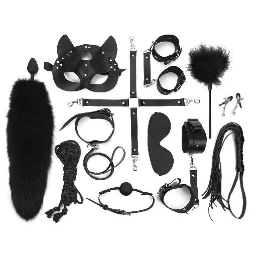 Набір Art of Sex - Maxi BDSM Set Leather, 13 предметів, натуральна шкіра, Чорний | Зображення 1