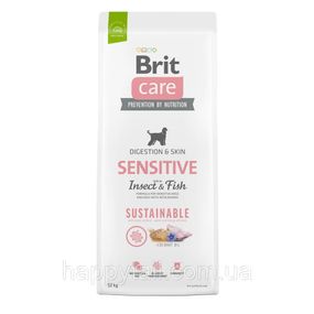 Экологичный корм Brit Care Sustainable Sensitive для собак с чувствительным пищеварением, рыба и насекомые, 12 кг